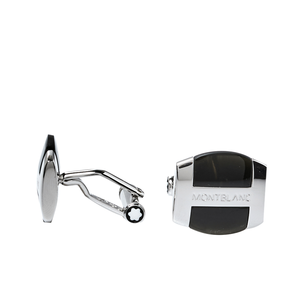 

Montblanc Silver & Black Obsidian Oval Cufflinks