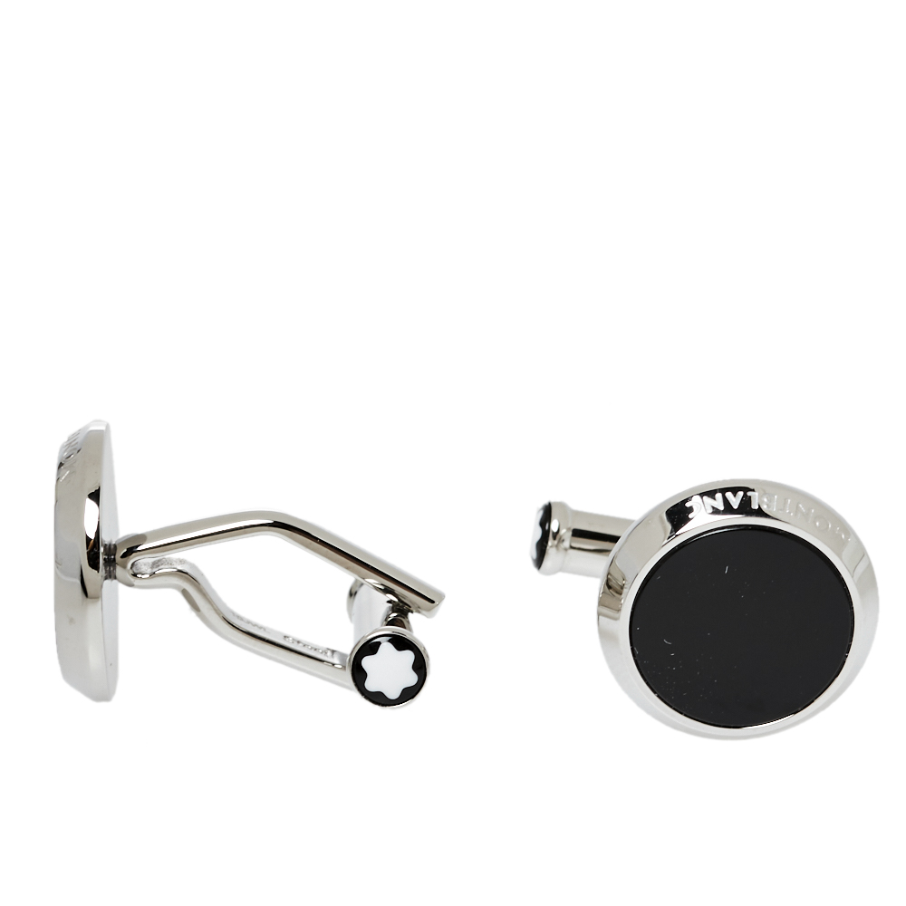 

Montblanc Black Onyx Inlay Stainless Steel Meisterstück Cufflinks