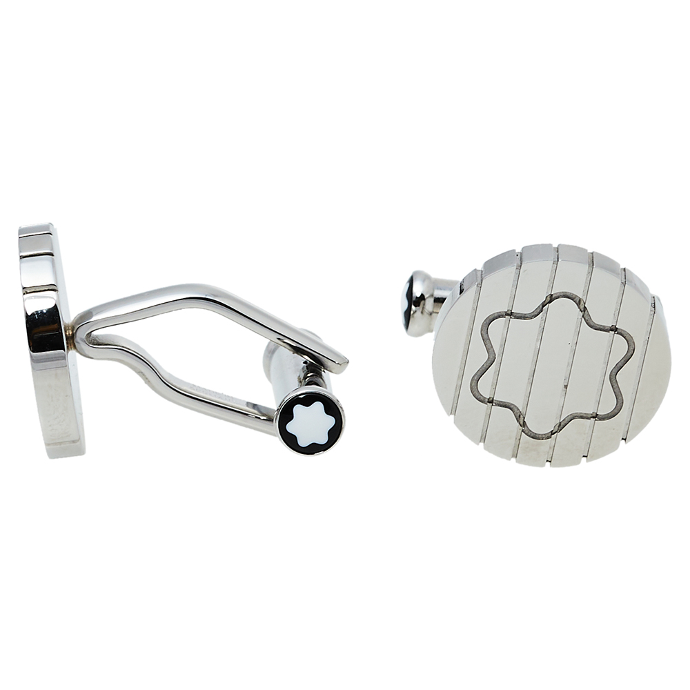 

Montblanc Sartorial Steel Snowcap Emblem Round Cufflinks, Silver