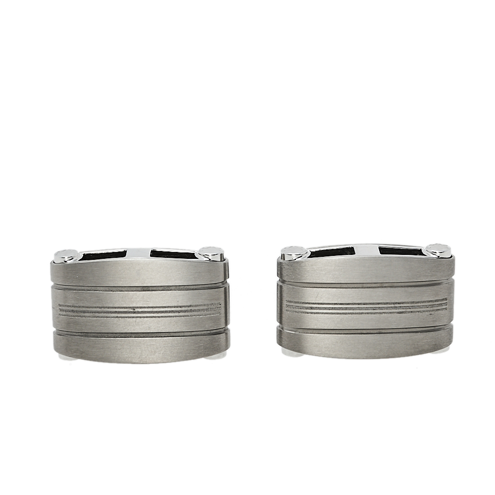 Pre-owned Montblanc Silver Tone Rectangular Titanium Cufflinks