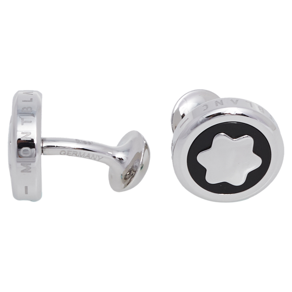 

Montblanc Onyx Stainless Steel Round Star Cufflinks, Silver