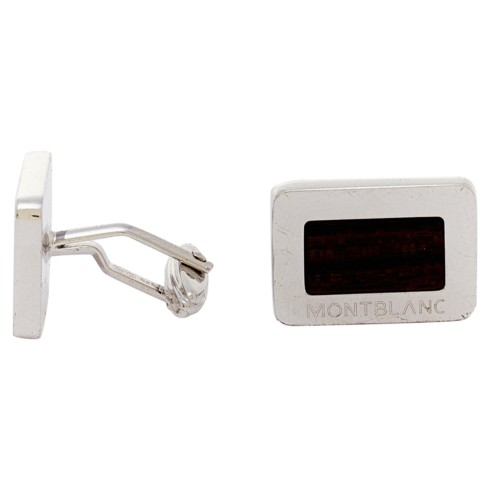 

Montblanc Ebony Wood Inlay Silver Cufflinks