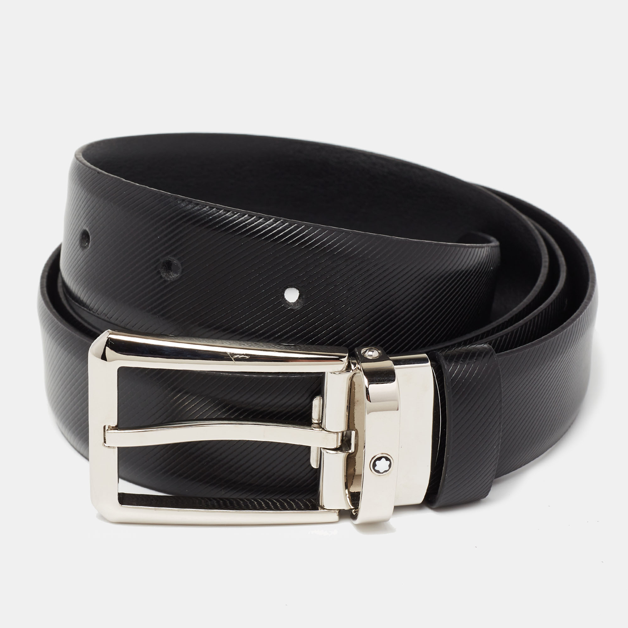 Montblanc Black Leather Cut to Size Buckle Belt