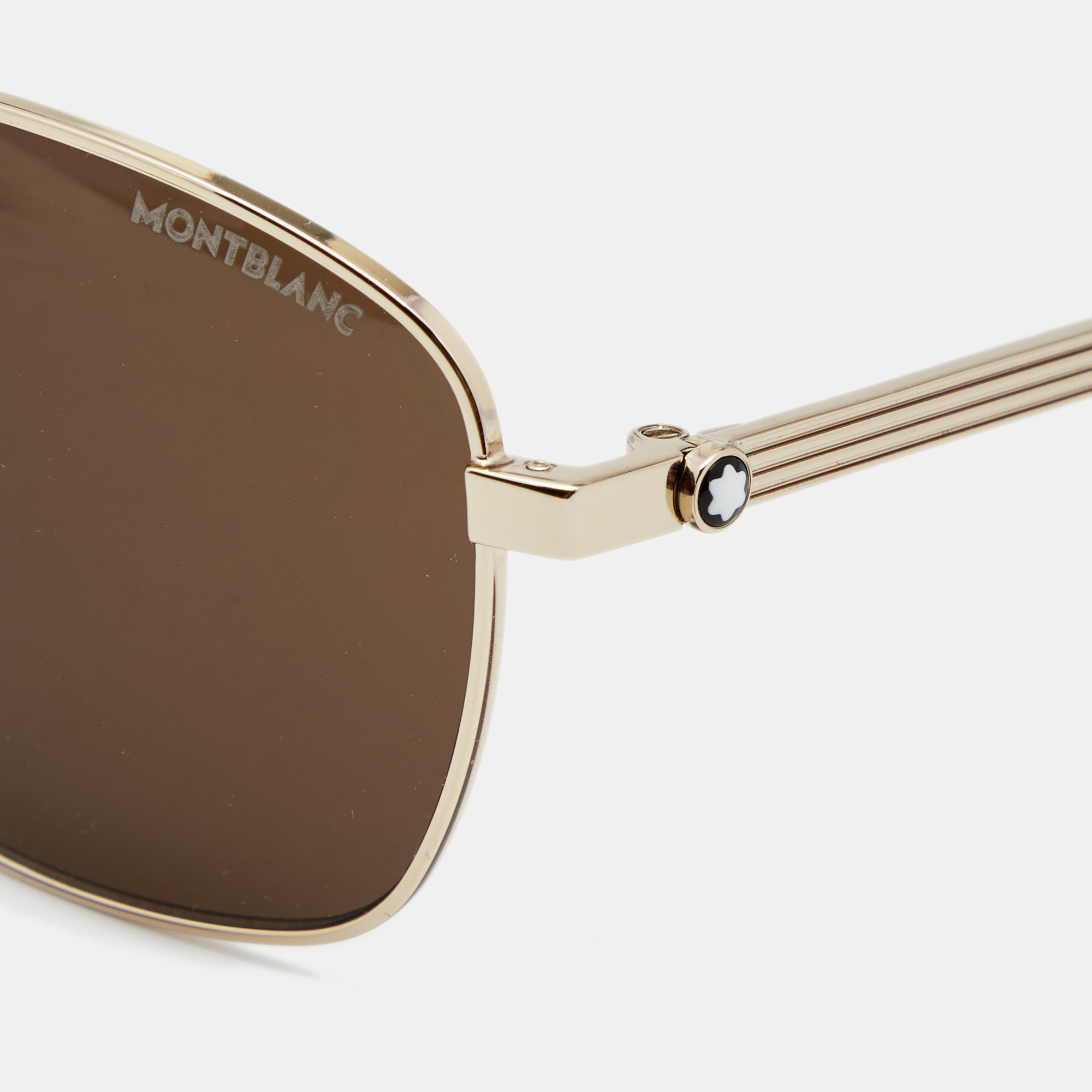 

Montblanc Gold Tone/ Brown Gradient MB0026S Aviator Sunglasses