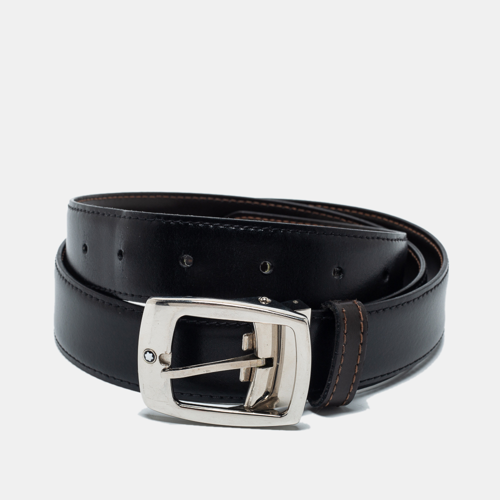 

Montblanc Black Leather Reversible Cut to Size Buckle Belt