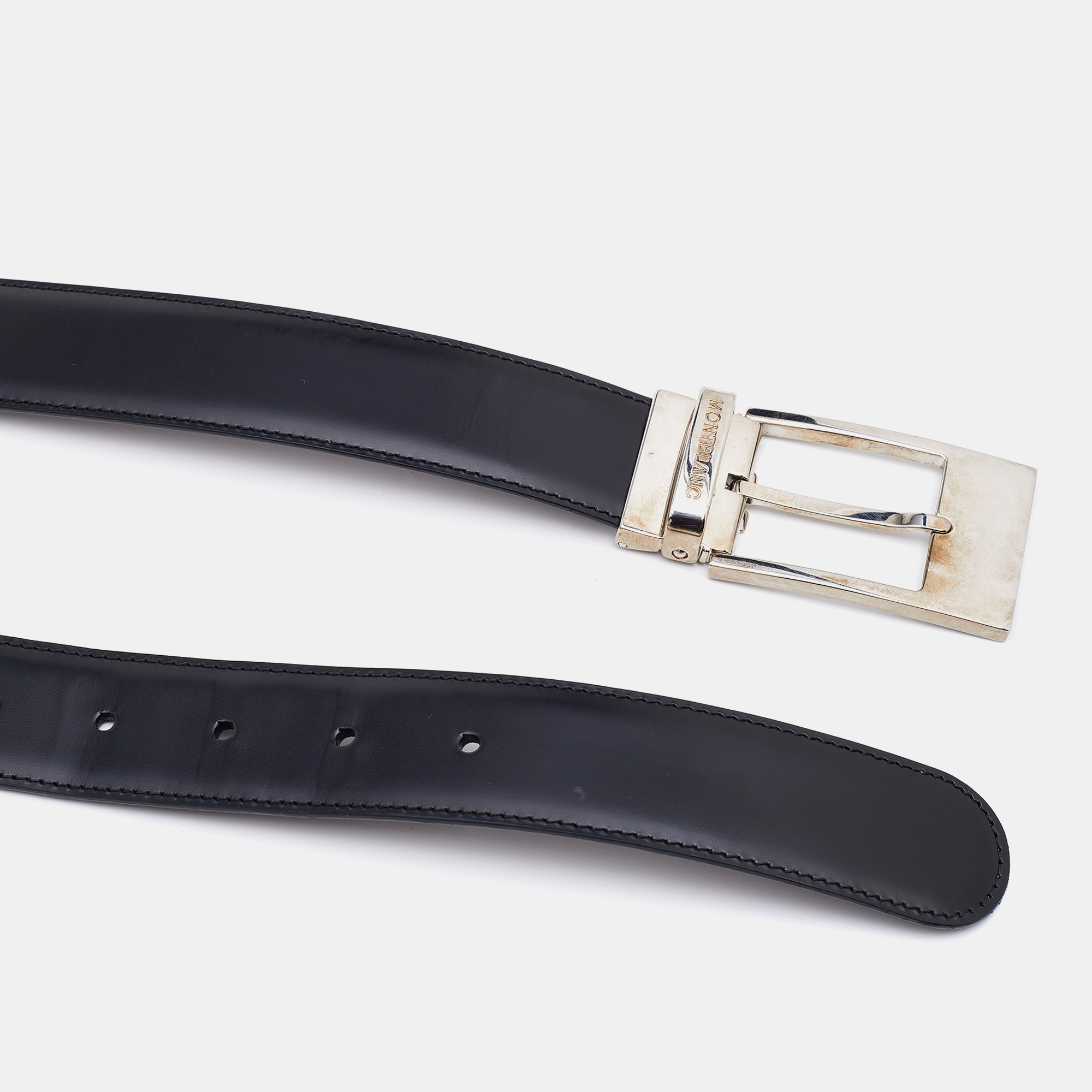 

Mont Blanc Black Leather Reversible Buckle Belt