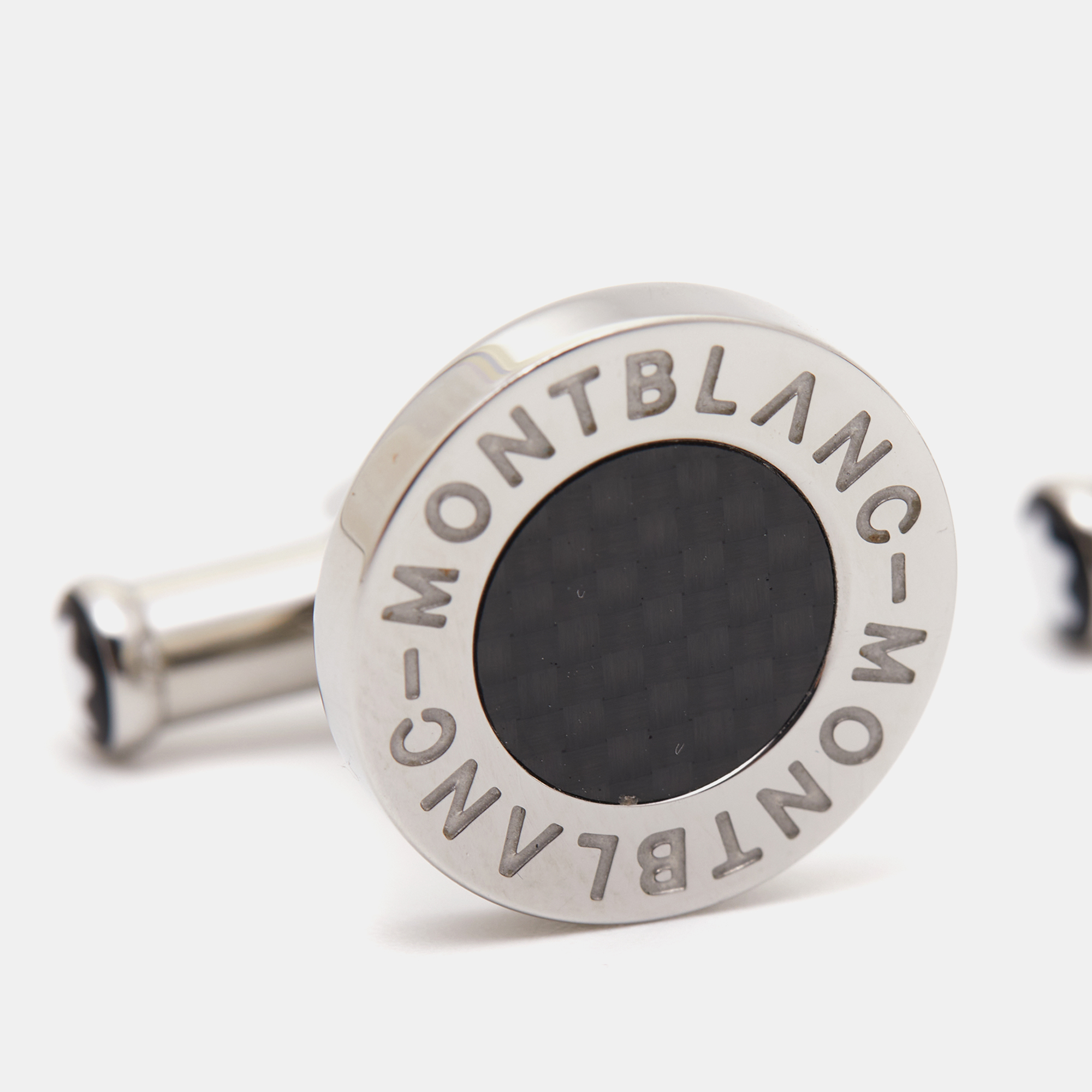 

Montblanc Silver Tone Black Inlay Meisterstuck Round Cufflinks