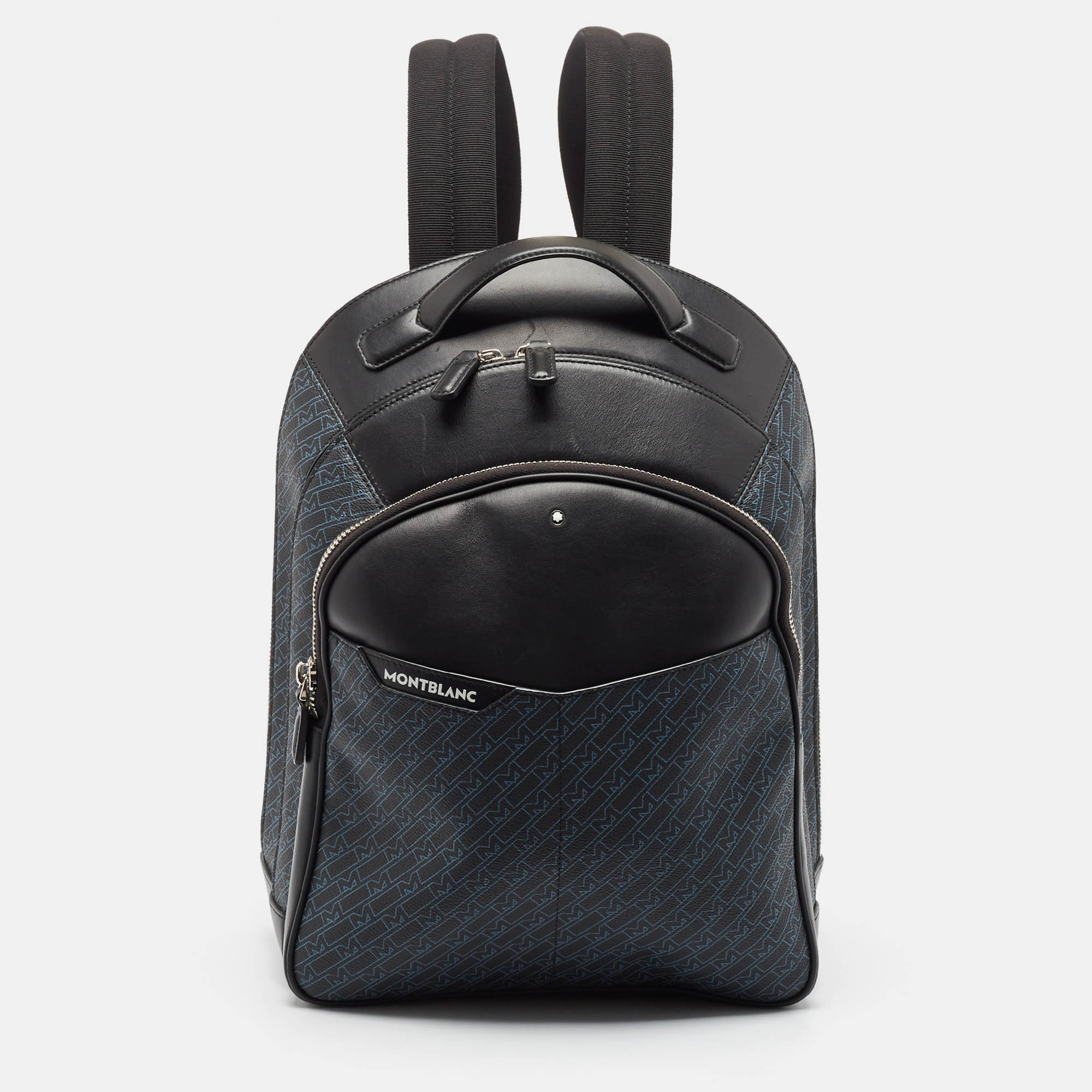 

Montblanc Black/Blue Monogram Coated Canvas and Leather Backpack