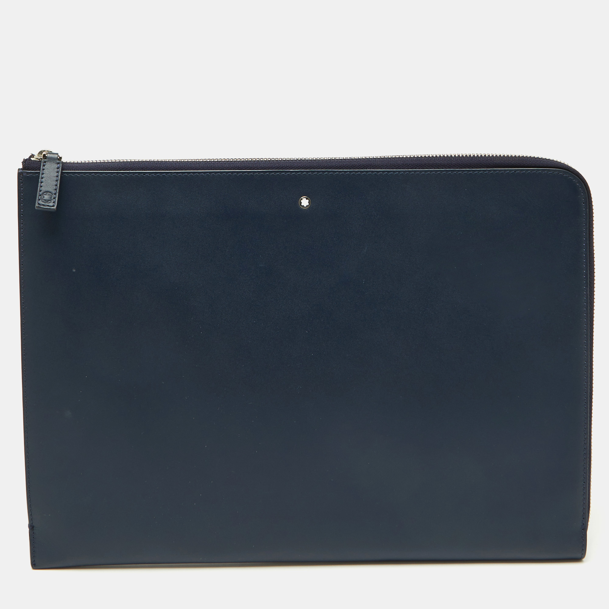 

Montblanc Navy Blue Leather Meisterstuck Zip Portfolio Case