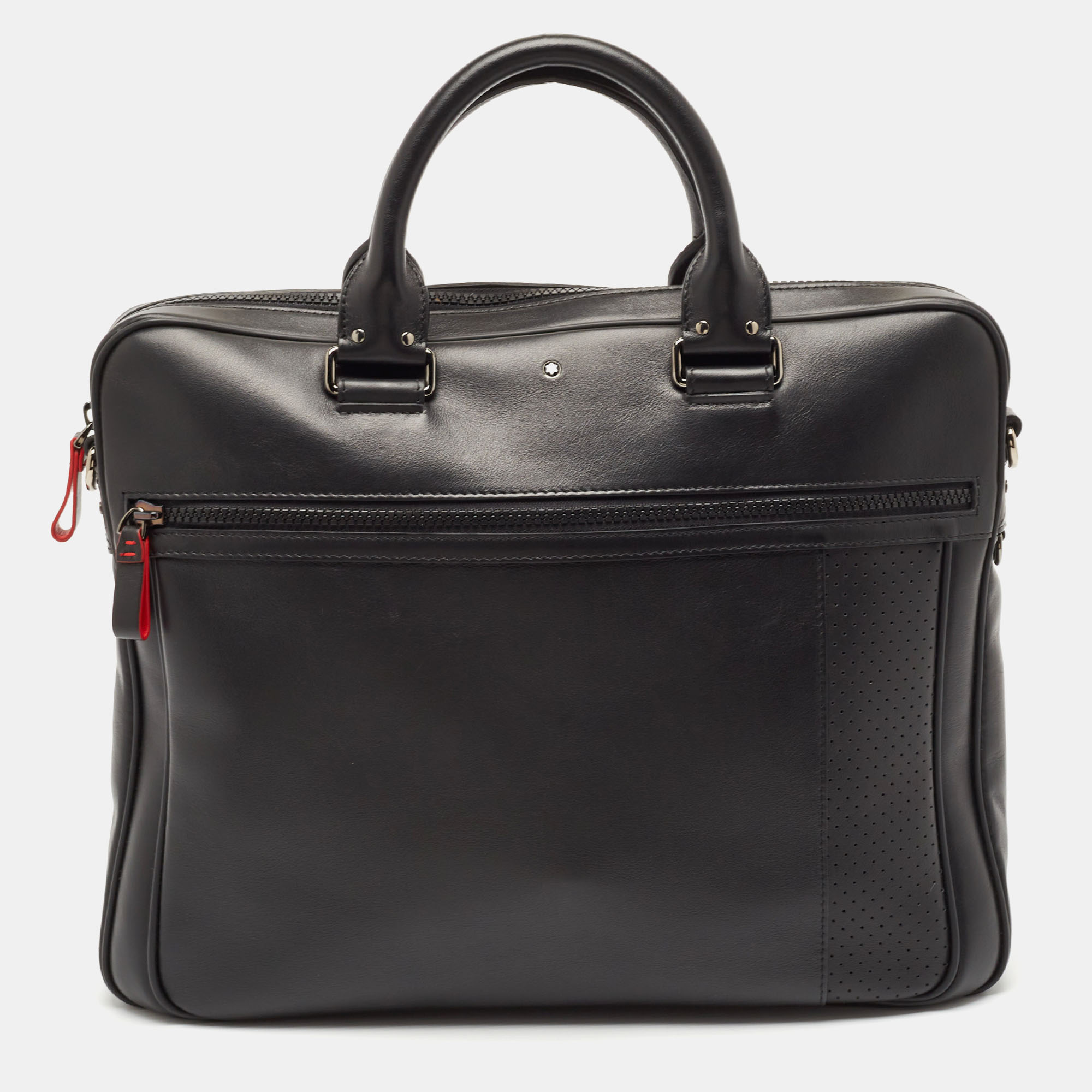 

Montblanc Black/Red Leather Urban Racing Spirit Briefcase Bag