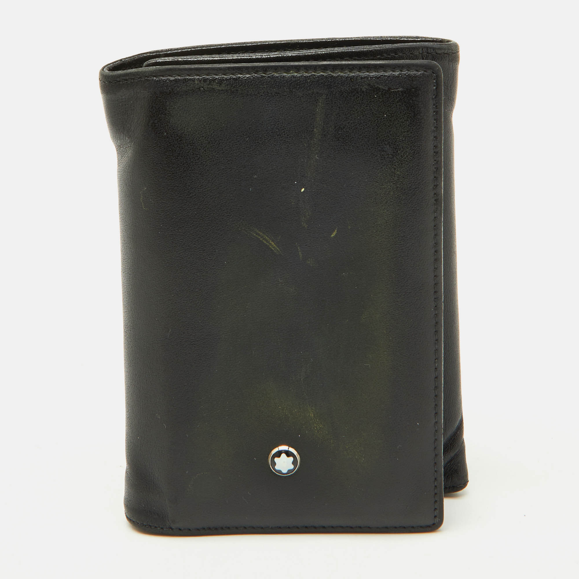 

Montblanc Black Leather Meisterstuck Business Card Holder 9CC Trifold Wallet