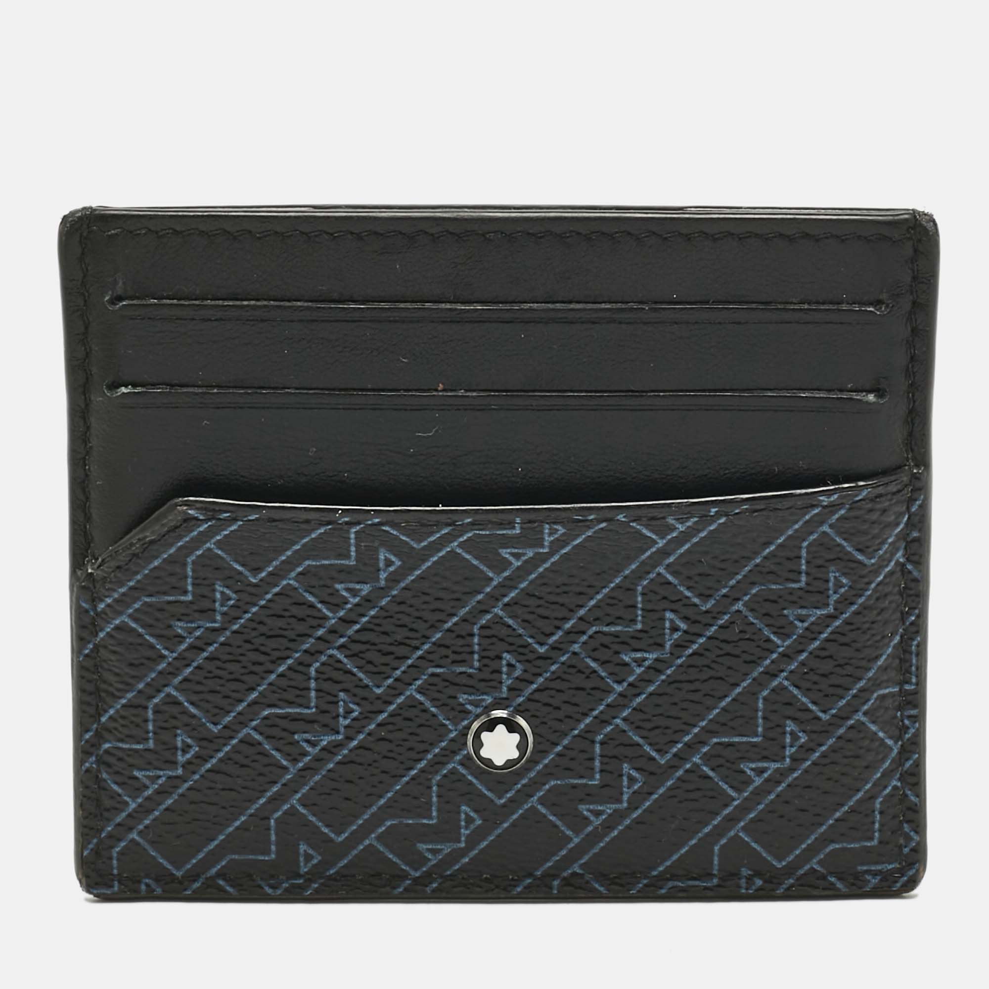 

Montblanc Black/Blue Coated Canvas and Leather  Gram Card Holder
