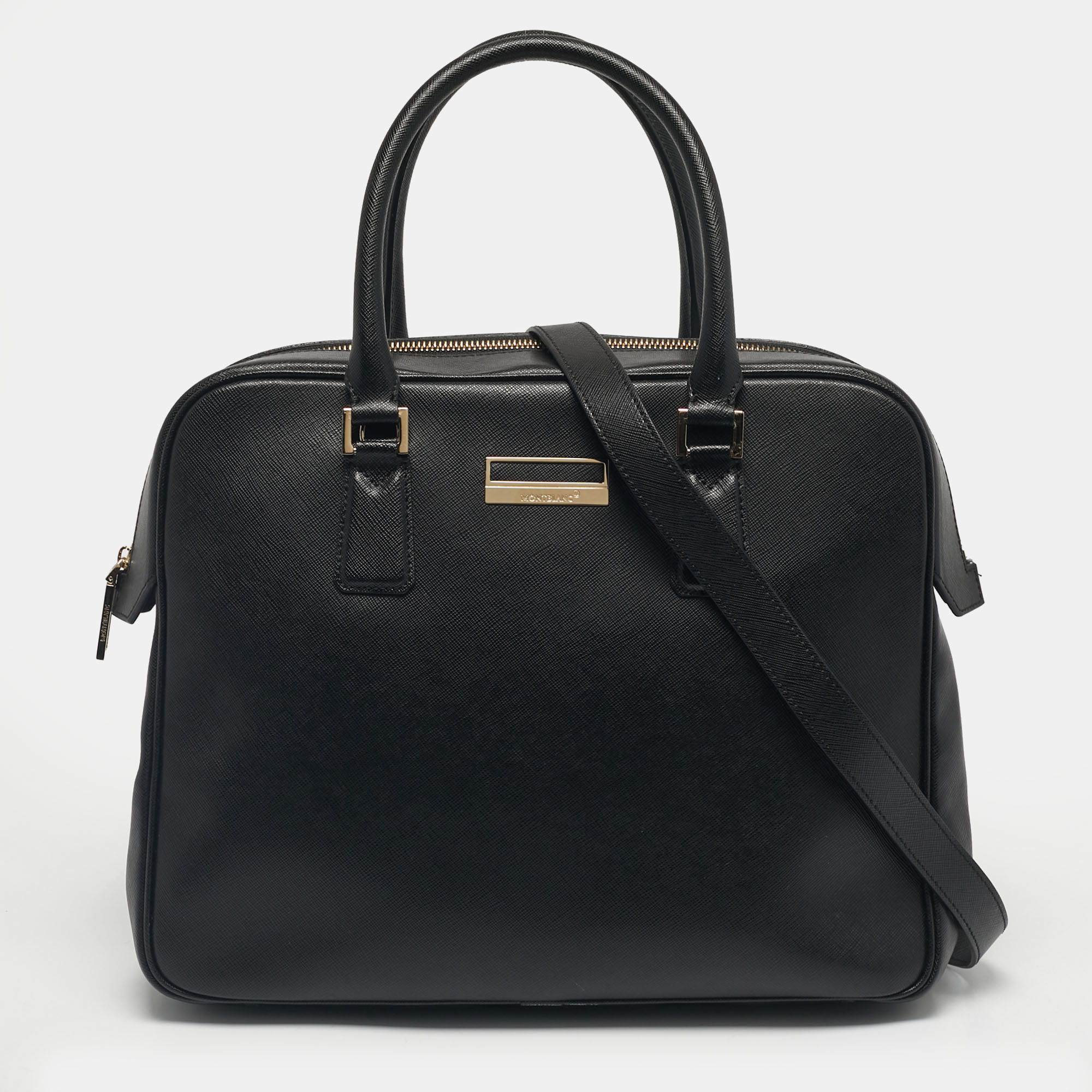 

Montblanc Black Leather Laptop Briefcase Bag