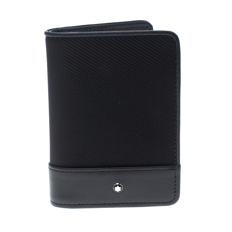 Pre Owned Montblanc Black Canvas and Leather Nightflight Card Holder