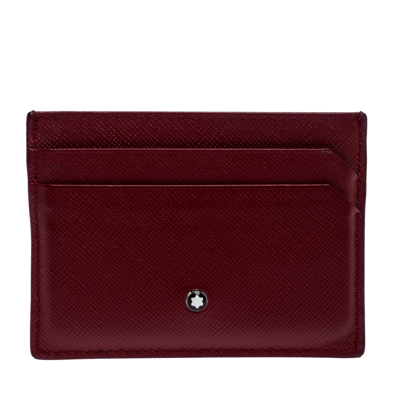 Pre Owned Montblanc Red Leather Meisterstuck Card Holder 6CC