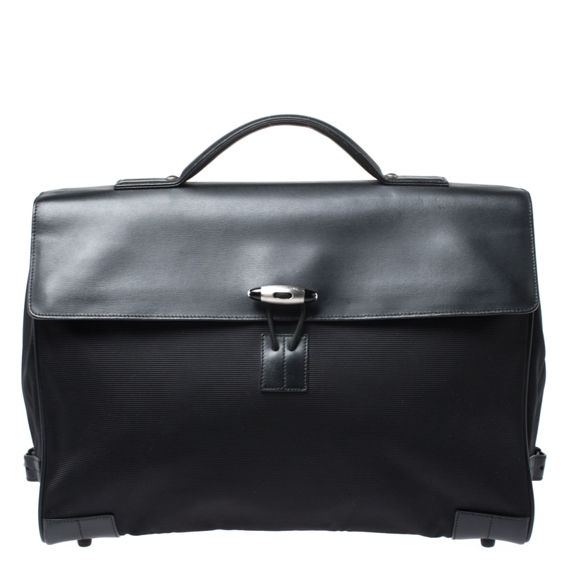 Montblanc Black Leather and Nylon Briefcase Montblanc | TLC