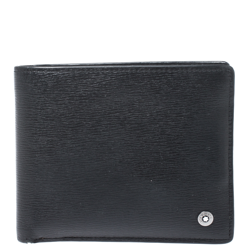 Pre Owned Montblanc Black Leather Westside Bifold Wallet