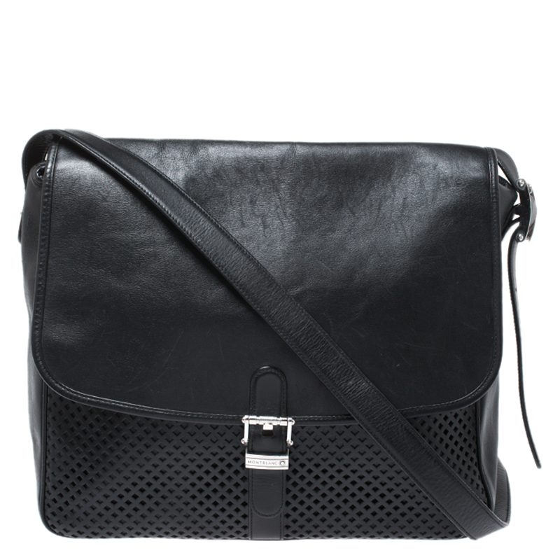 Montblanc Black Leather Meisterstuck Large Messenger Bag Montblanc | TLC