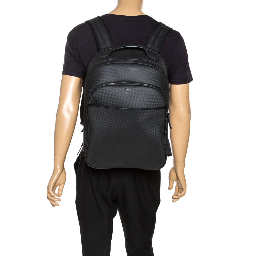 

Montblanc Black Textured Leather and Mesh Extreme Rucksack Backpack