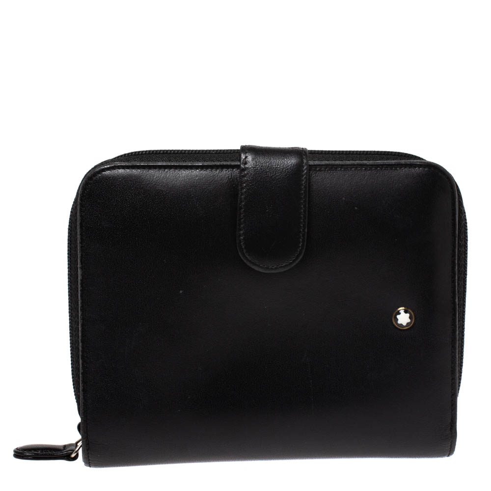 Pre Owned Montblanc Black Leather Meisterstuck Compact Wallet