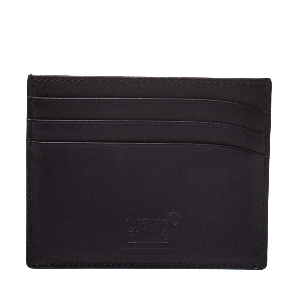 Pre Owned Montblanc Dark Purple Leather Meisterstuck Card Holder 6CC