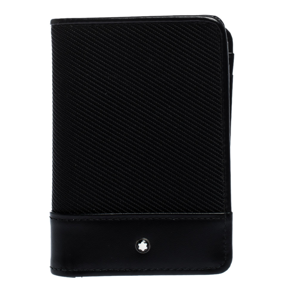 Pre Owned Montblanc Black Fabric and Leather Nightflight Cardholder