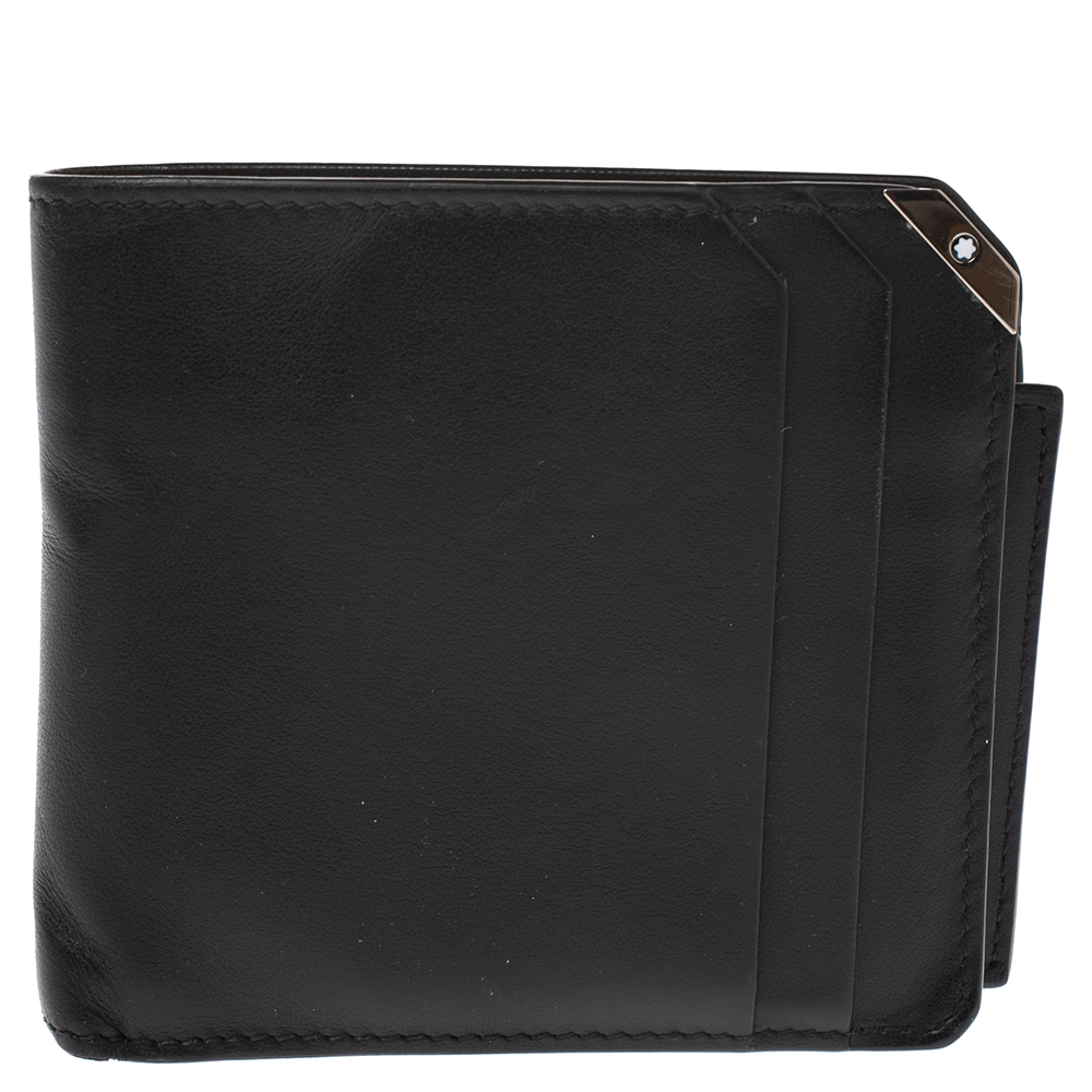 Pre Owned Montblanc Black Leahter Urban Spirit Bifold Wallet