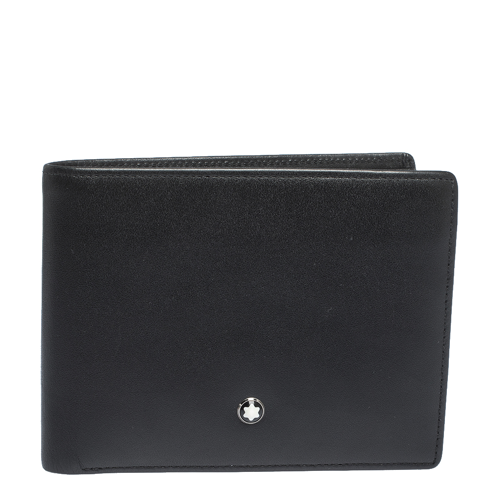 Pre Owned Montblanc Black Leather Meisterstuck Bifold Wallet