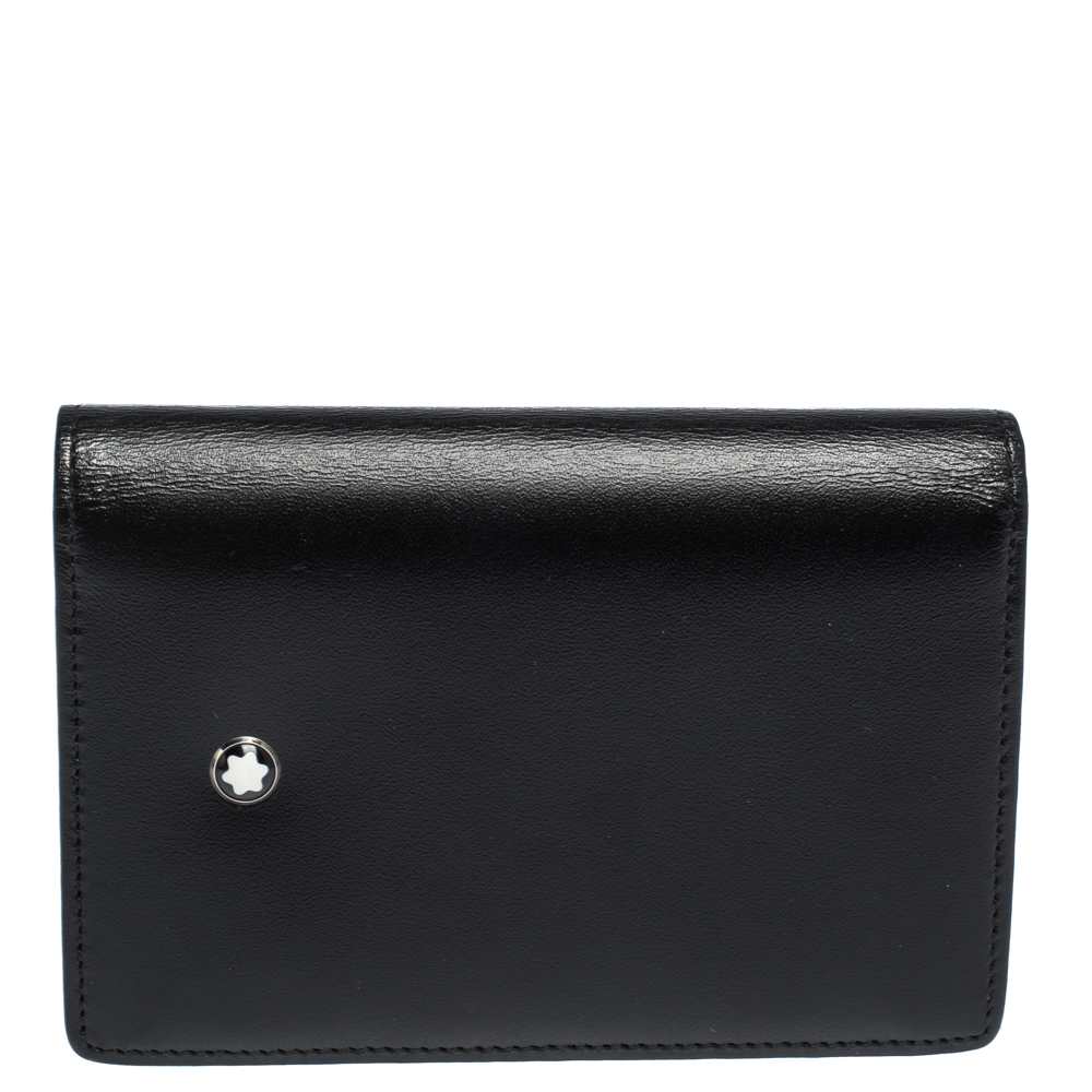 Pre Owned Montblanc Black Leather Meisterstuck Business Card Holder
