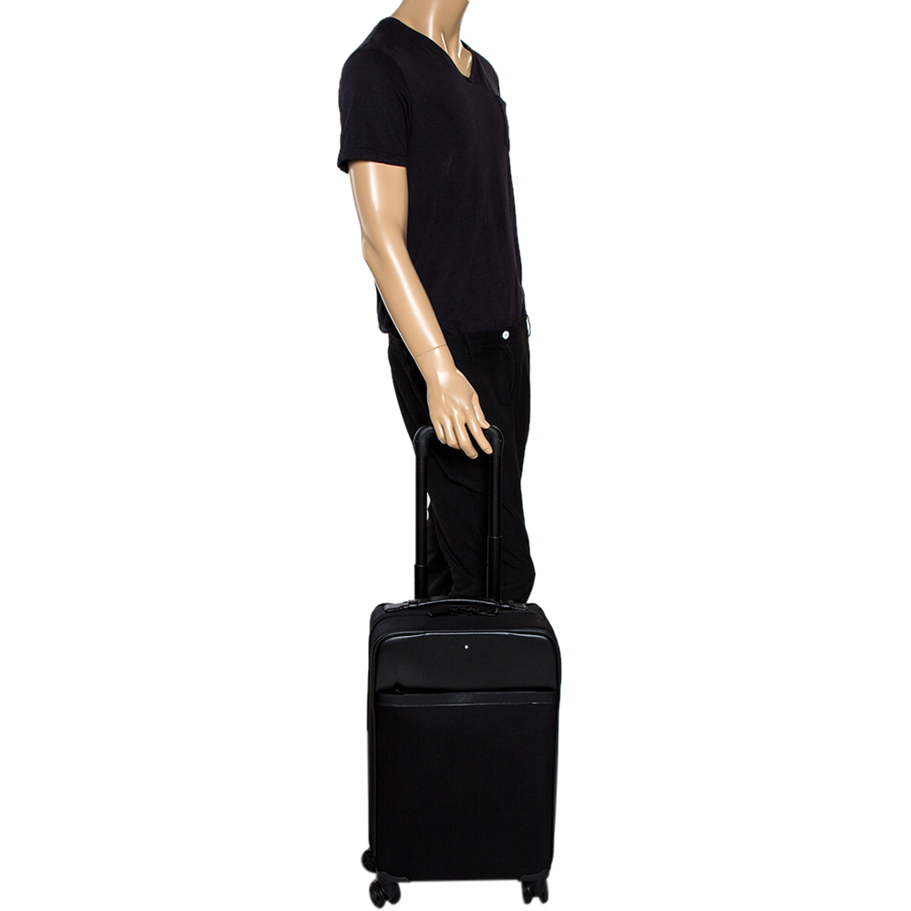 

Montblanc Black Nylon and Leather Nightflight Carry-on Weekend Trolley