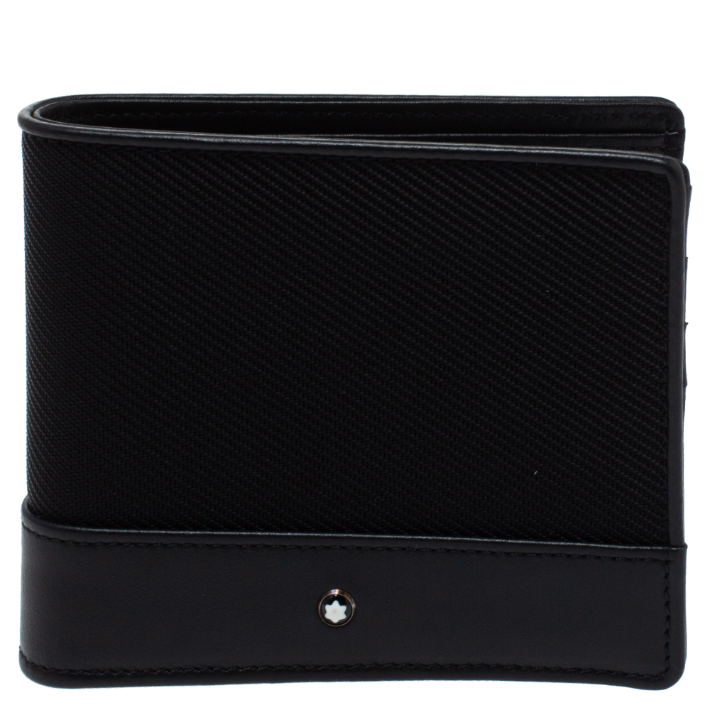 Montblanc Black Nylon and Leather Nightflight 6CC Wallet