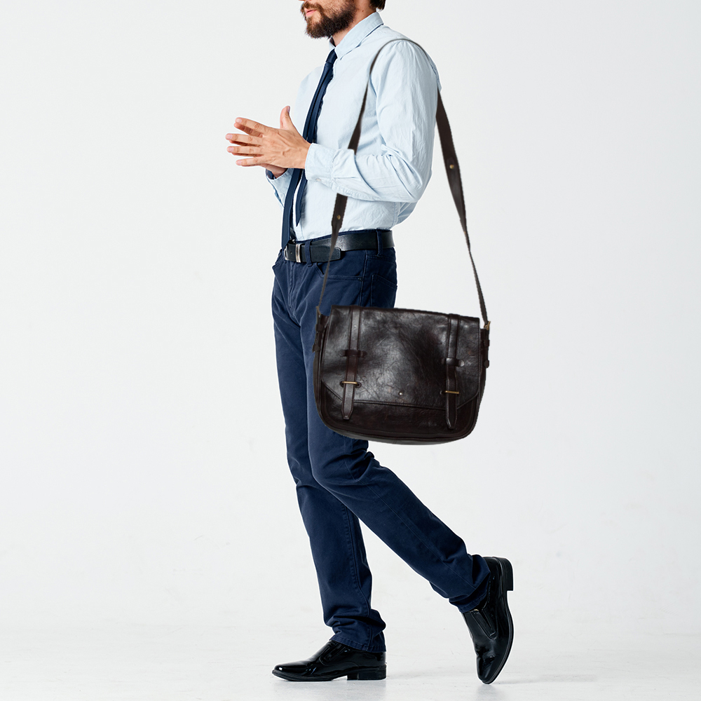 

Montblanc Brown Leather Flap Messenger Bag
