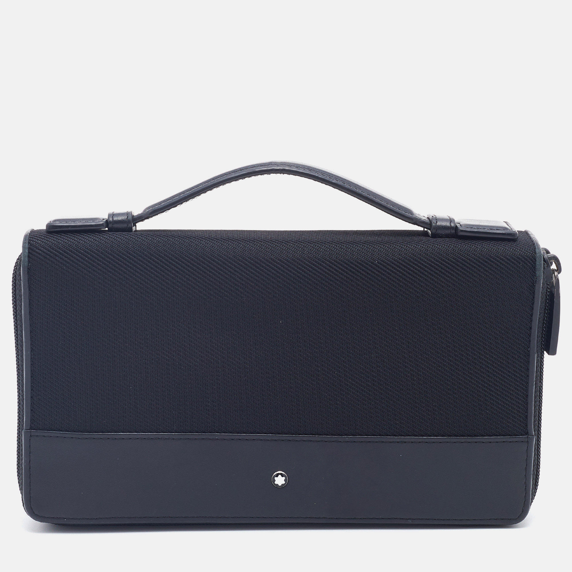 Pre Owned Montblanc Black Leather And Nylon Nightflight Travel Companion Wallet