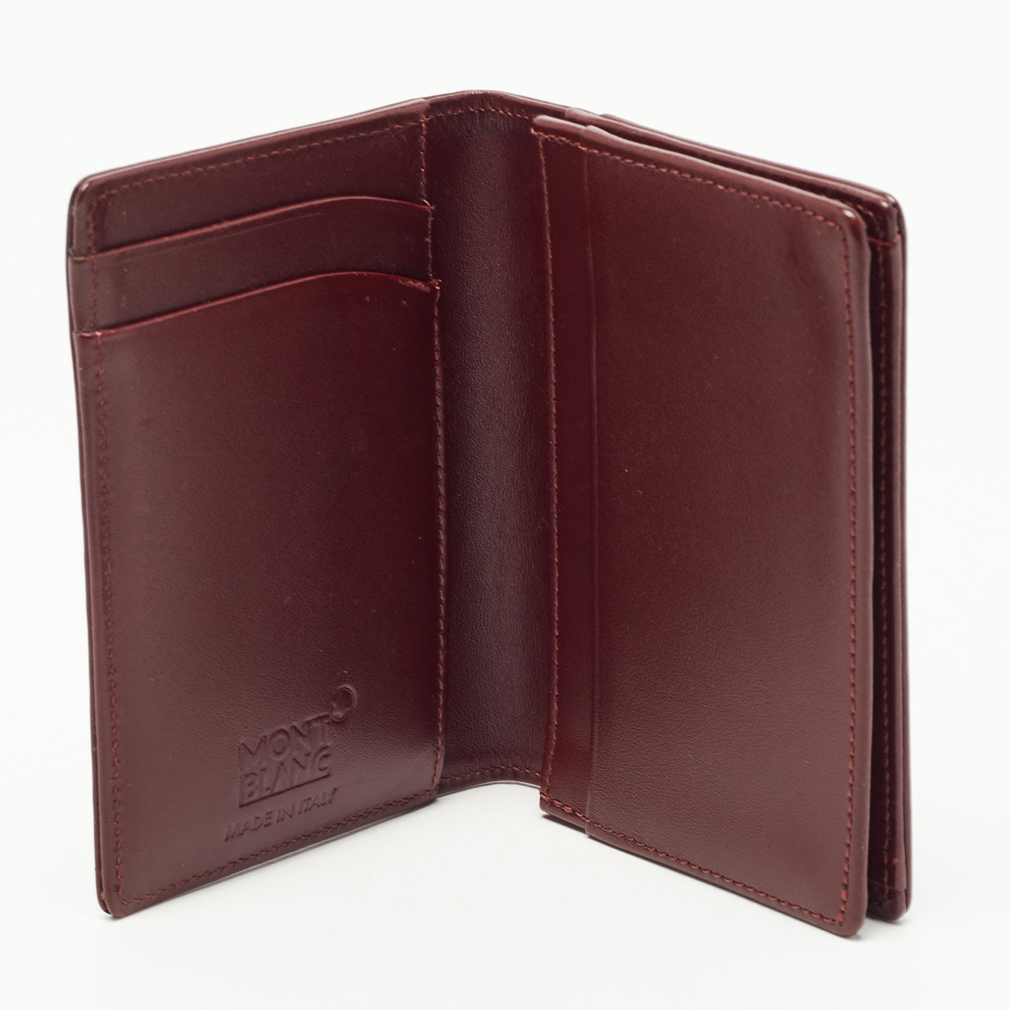 

Montblanc Burgandy Leather Meisterstück Business Card Holder with Gusset, Burgundy