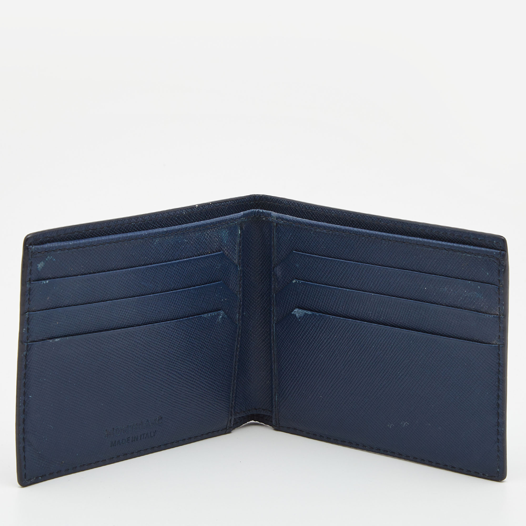 

Montblanc Nay Blue Leather Meisterstuck 6CC Bifold Wallet, Navy blue
