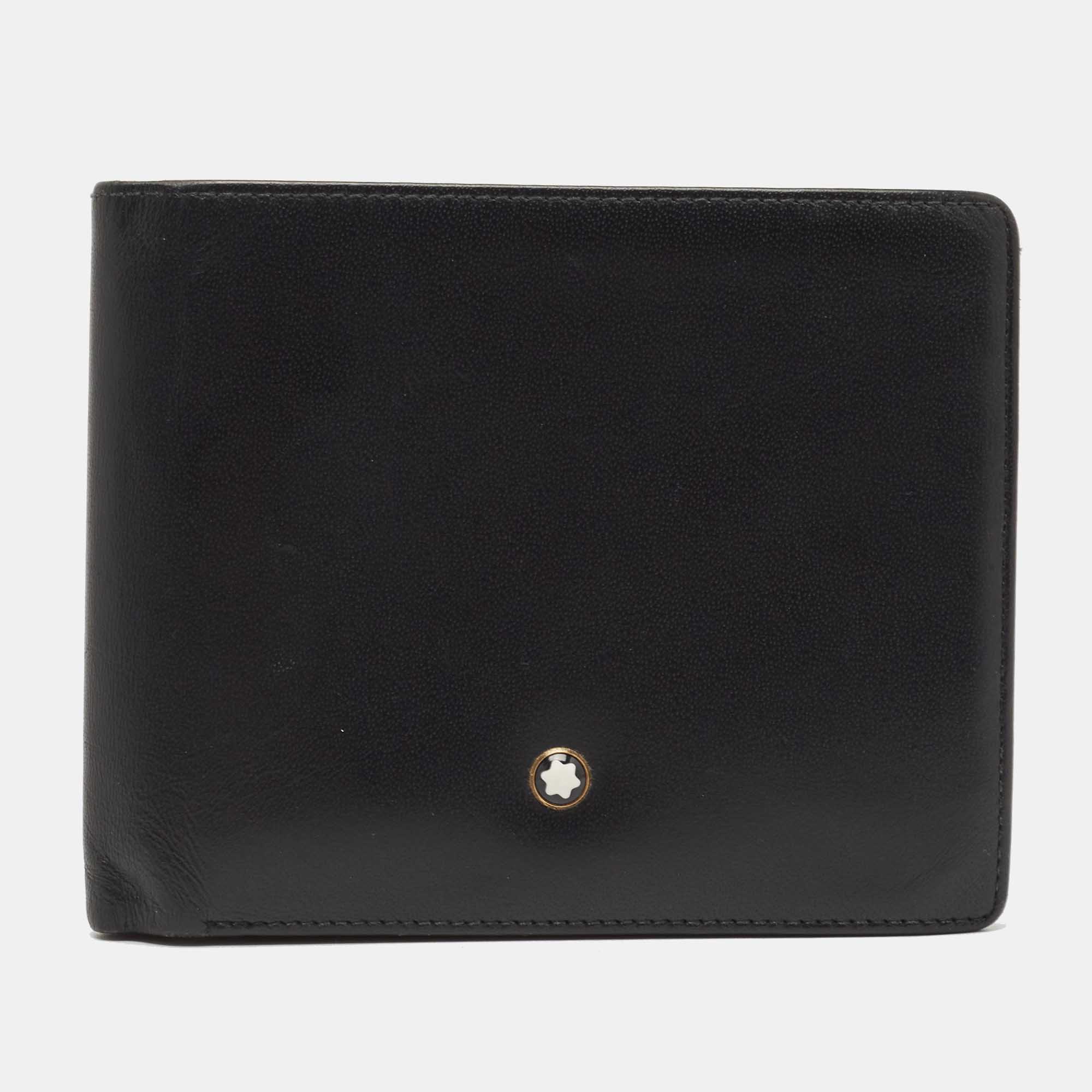Pre-owned Montblanc Black Leather Miesterstuck Bifold Wallet