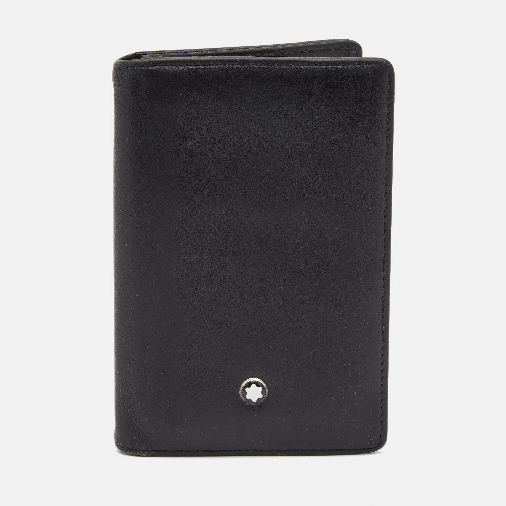 Pre-owned Montblanc Black Leather Meisterstück Business Card Holder