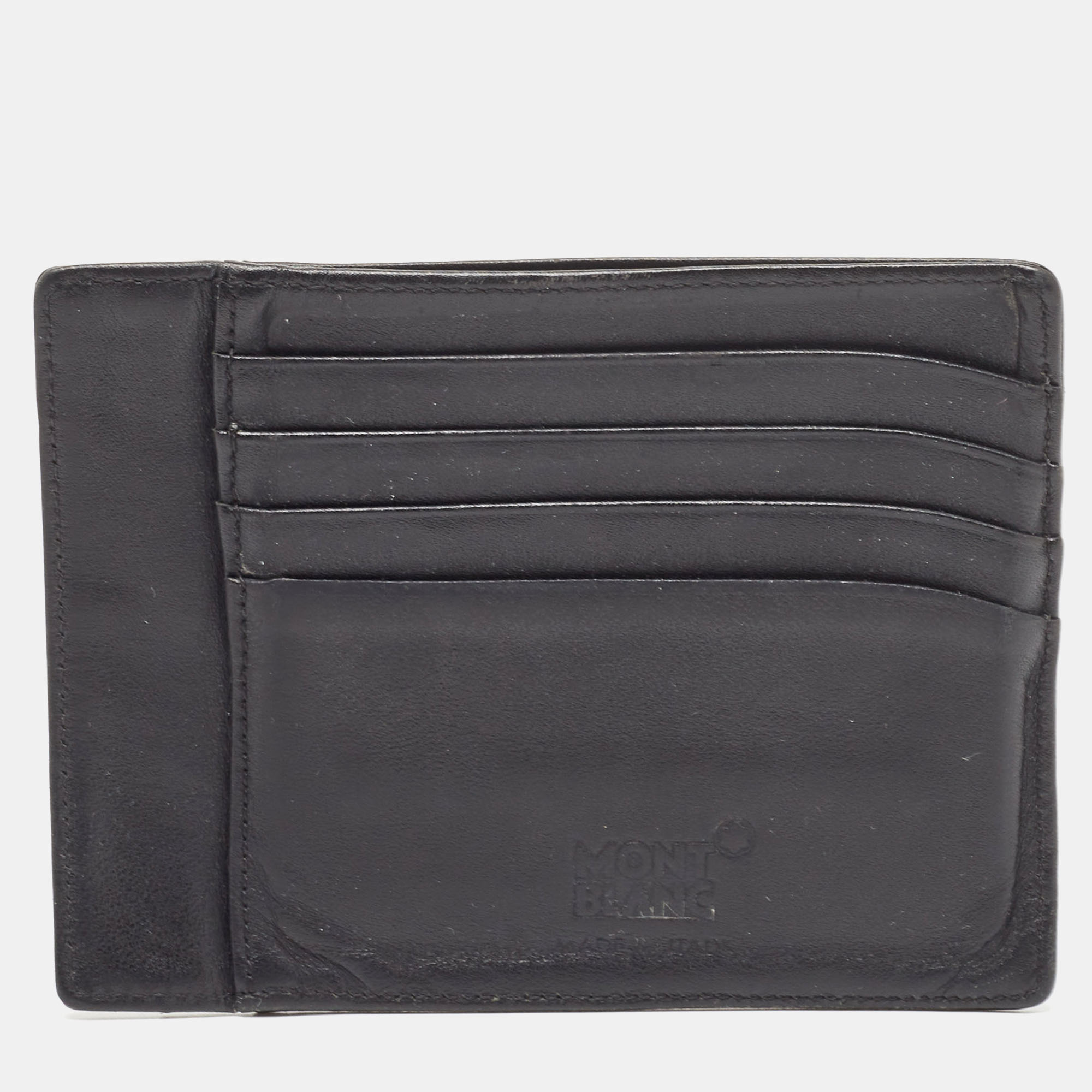Pre-owned Montblanc Black Leather Urban Spirit Card Holder