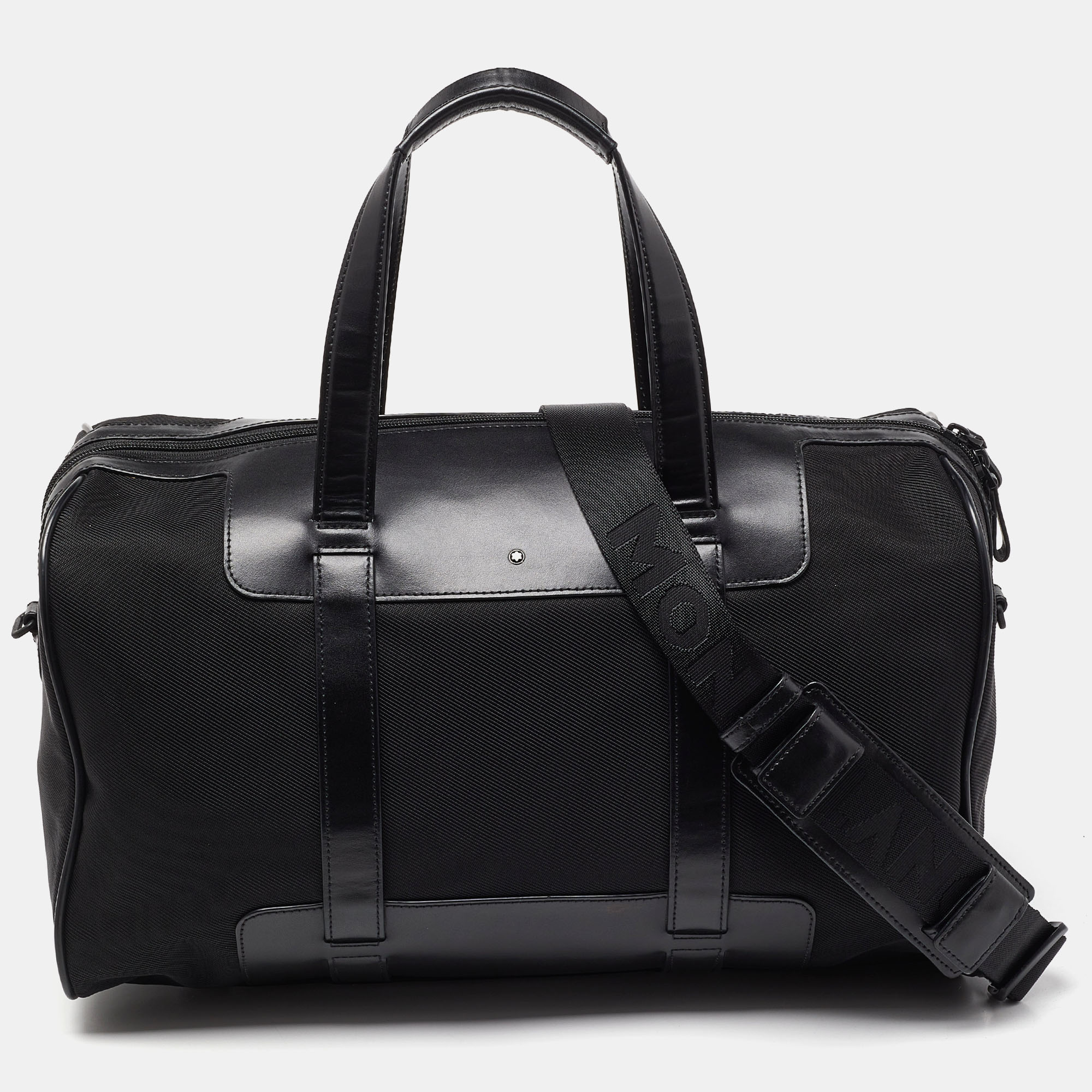 

Montblanc Black Nylon and Leather Nightflight Weekender Bag