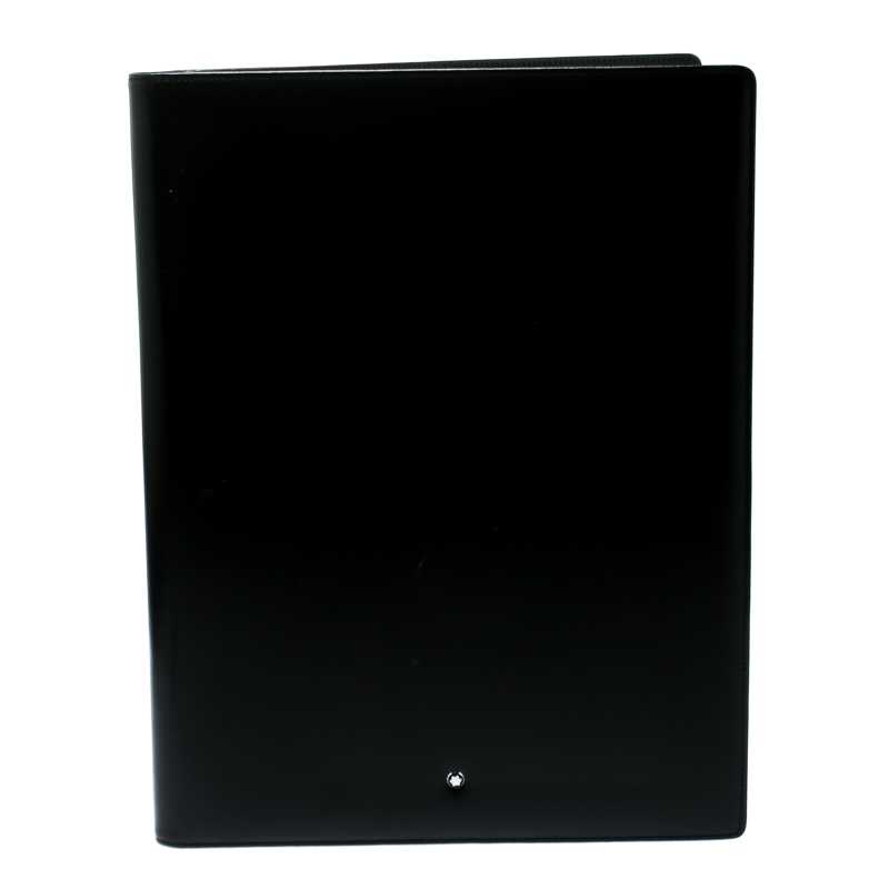 Pre Owned Montblanc Black Leather Notepad Portfolio Cover