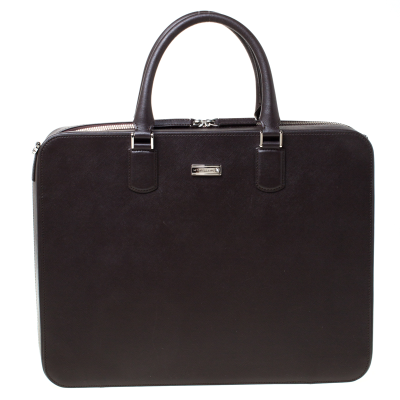 Montblanc Dark Brown Leather Briefcase Montblanc | The Luxury Closet