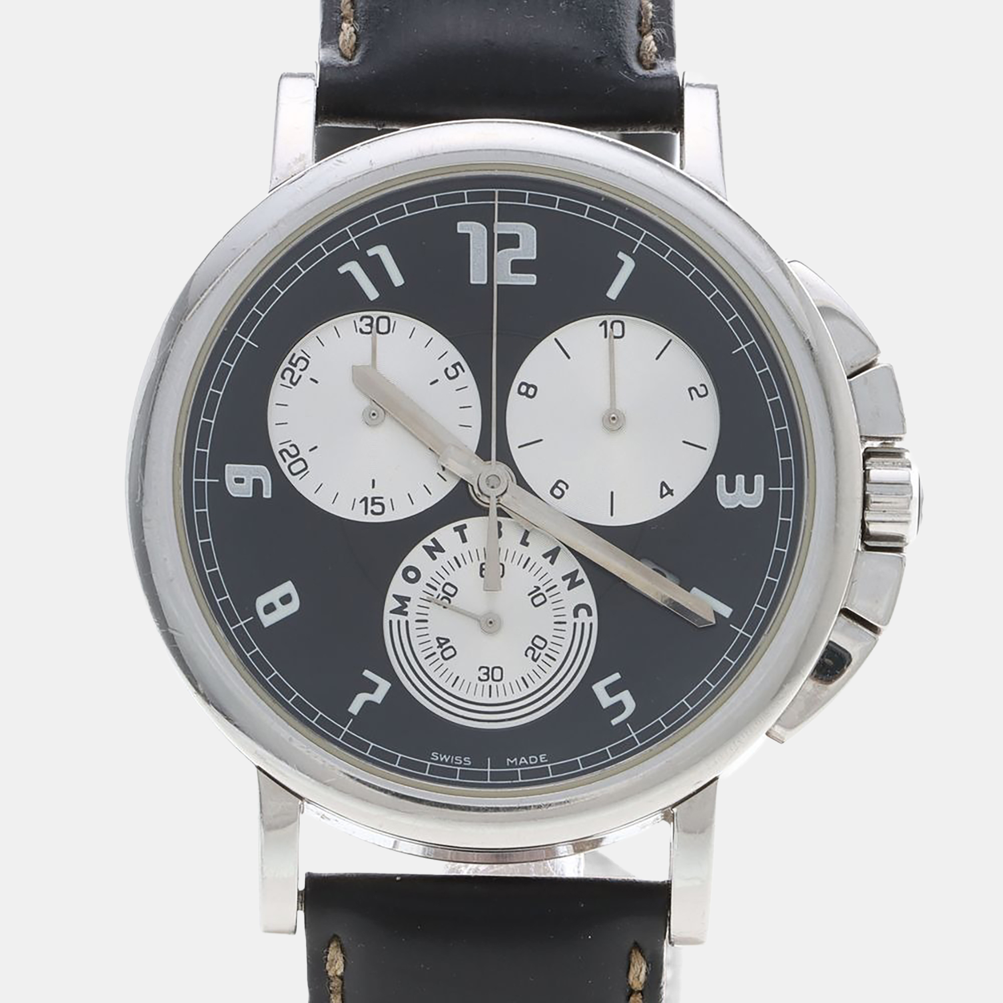 

Montblanc Summit XL 7060 Black Dial Stainless Steel Leather Men's Wristwatch 38 mm