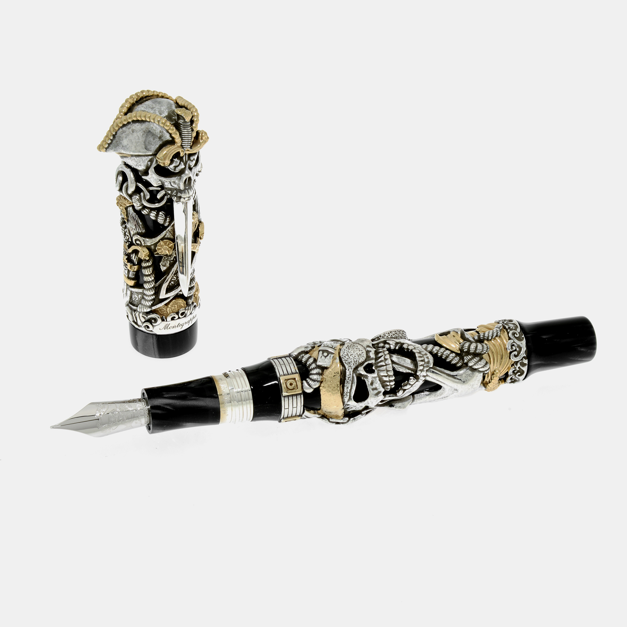 

Montegrappa Pirates Limited Edition Sterling Silver Fountain Pen (F), Black