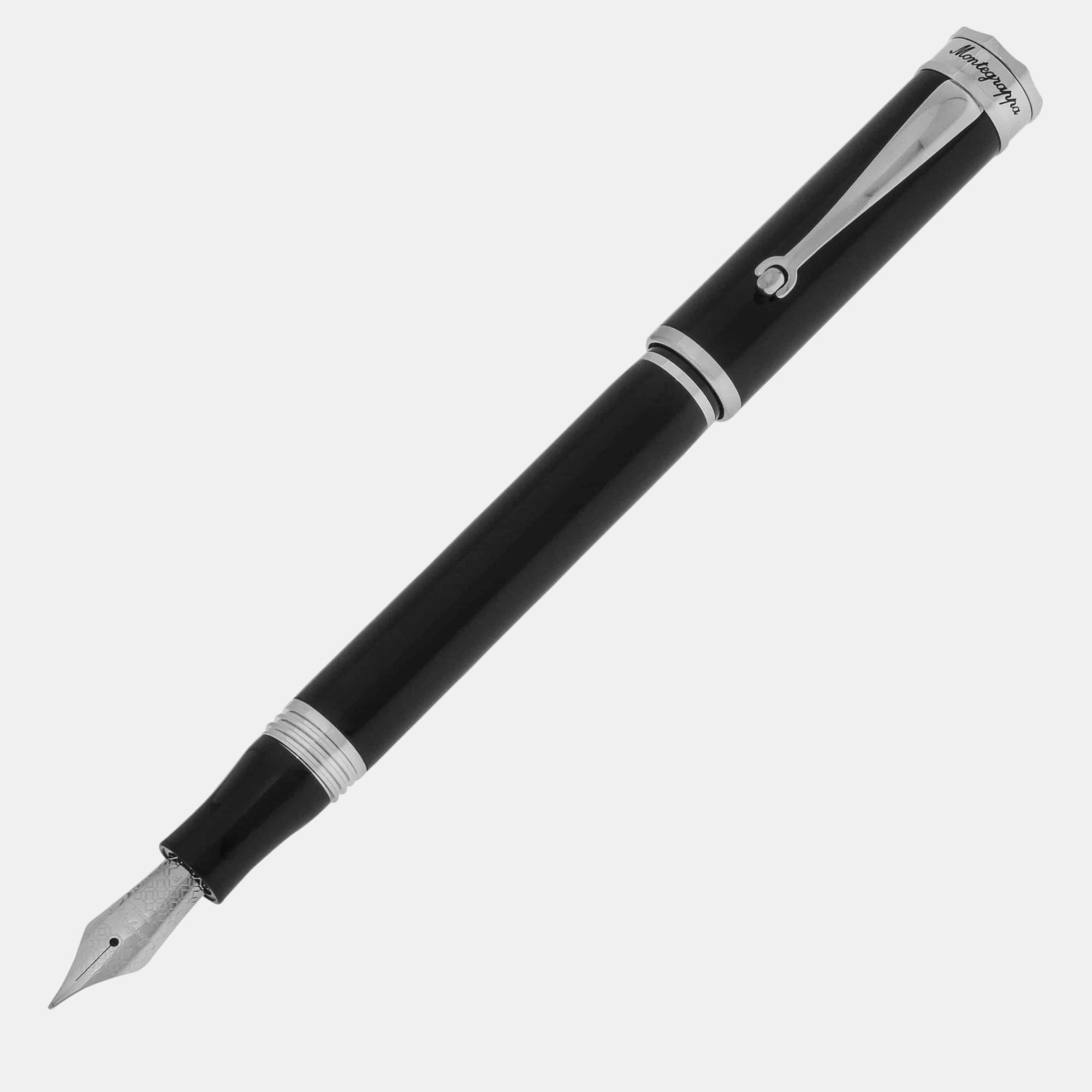 Pre-owned Montegrappa Ducale Black Fountain Pen (f)