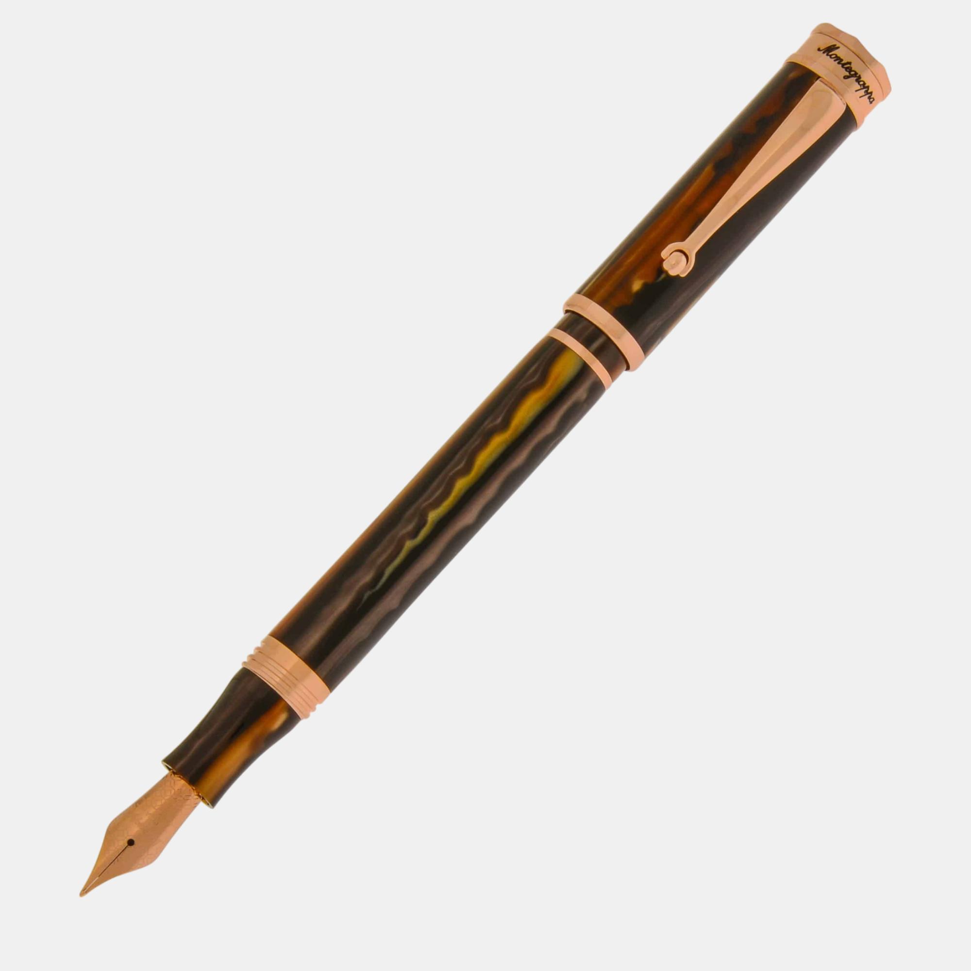 Pre-owned Montegrappa Ducale Brown Fountain Pen (m)