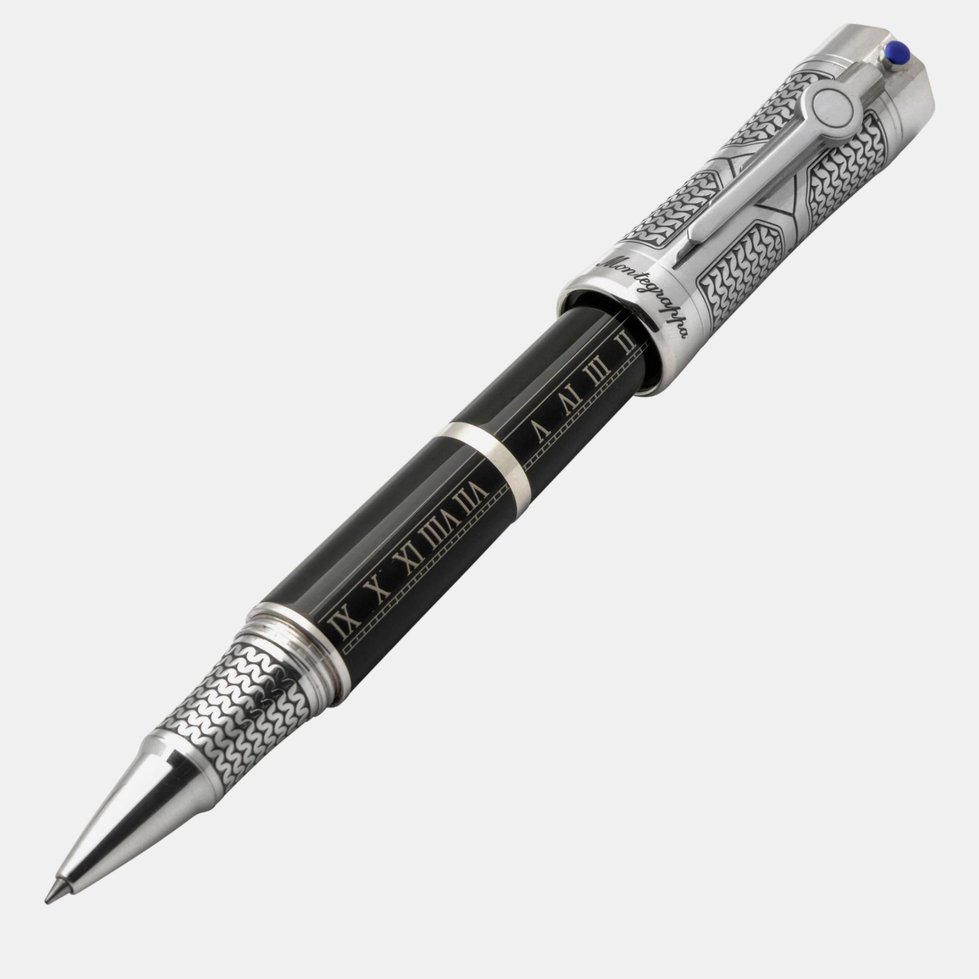 

Montegrappa Time & Brain Limited Edition Sterling Silver Rollerball Pen, Black