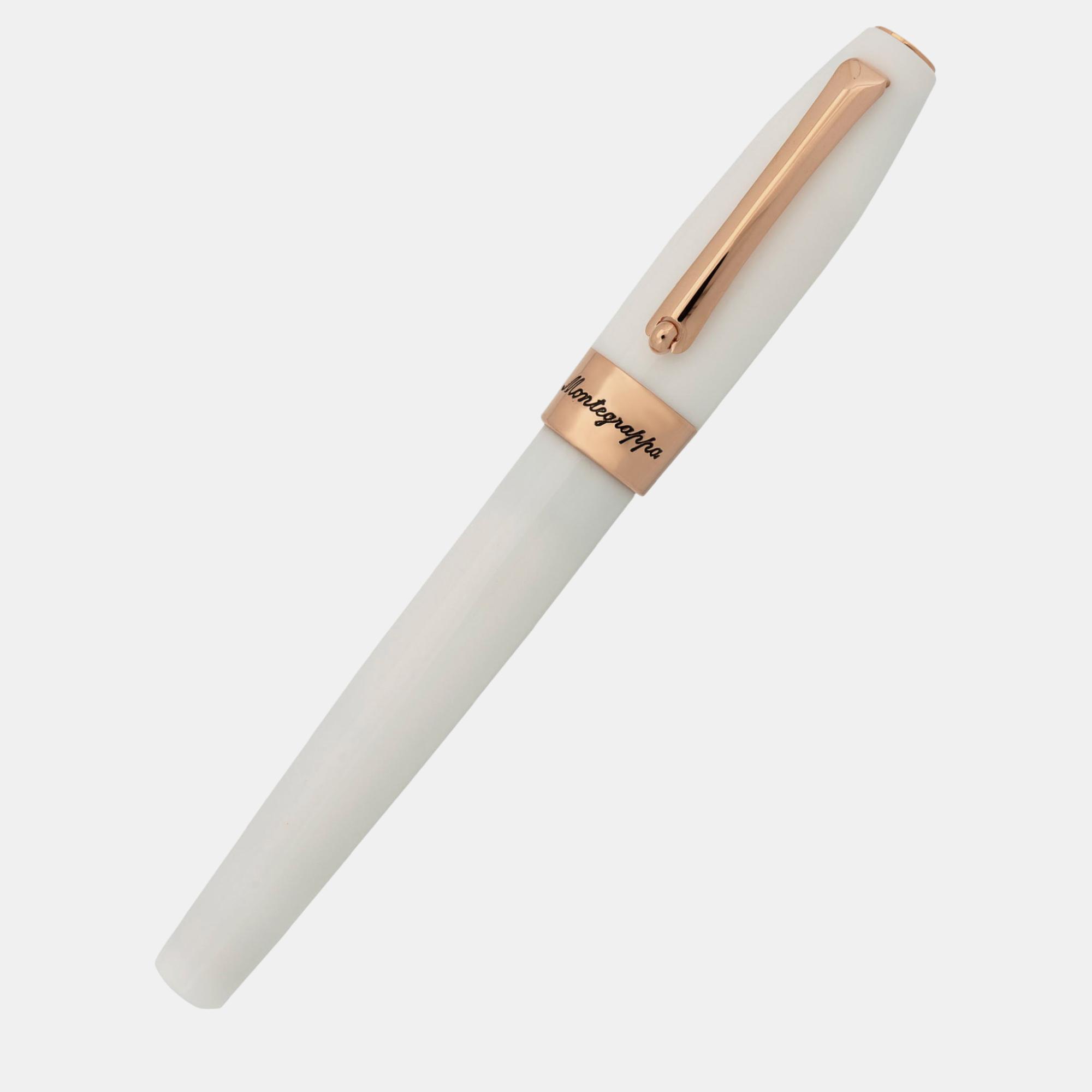

Montegrappa Fortuna White with Rose Trim Rollerball Pen