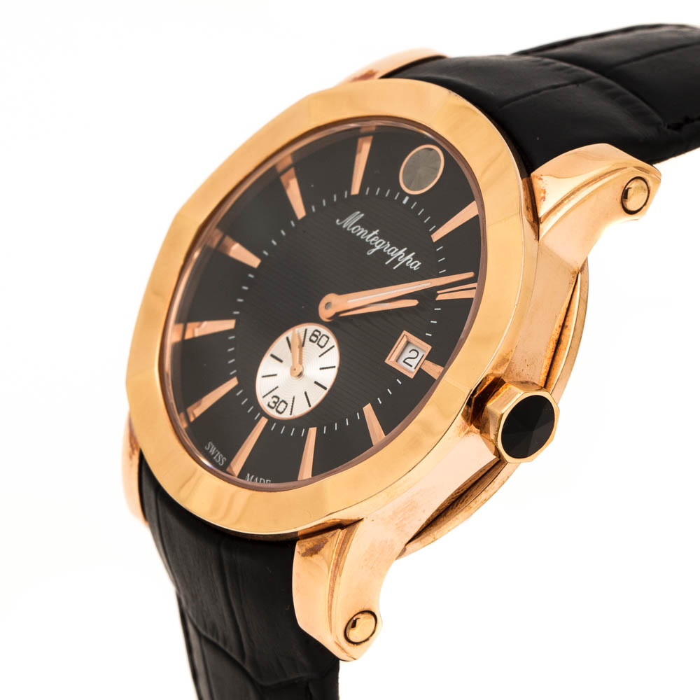 

Montegrappa Black Rose Gold Plated NeroUno IDNRWAIB Men's Wristwatch