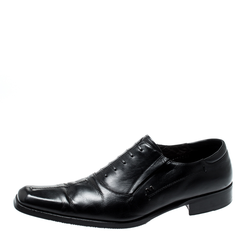 Pre Owned Moreschi Black Leather Oxford Size 42.5