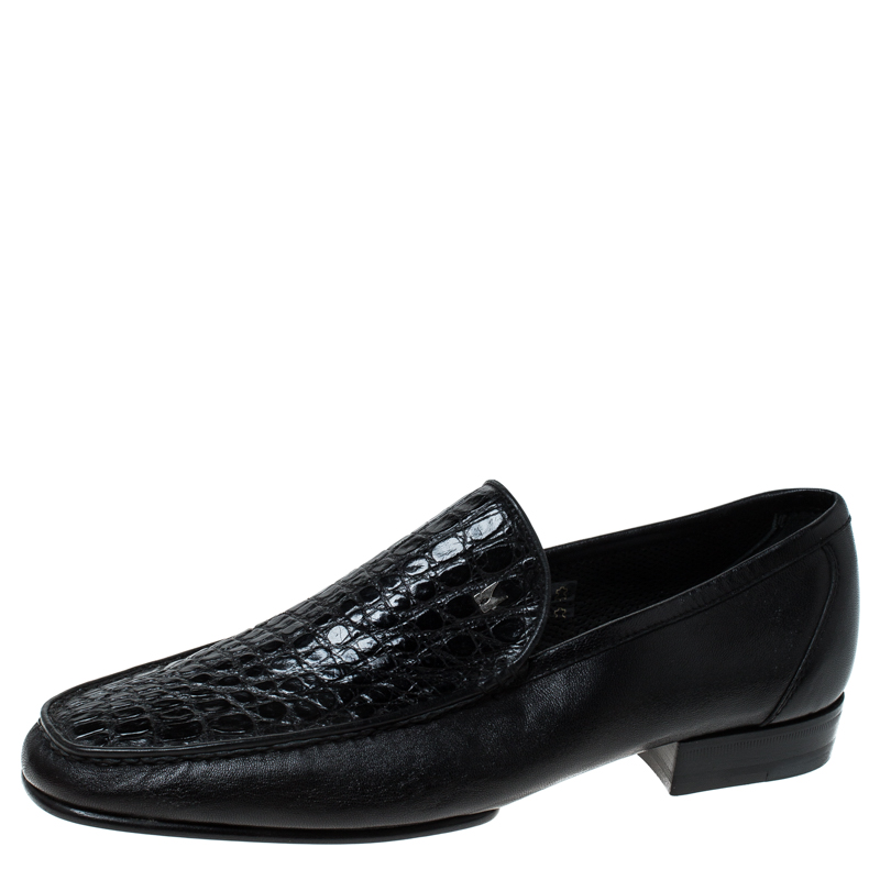 black croc loafers